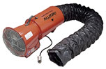 Allegro Industries Models 9513-05, 9514-05 and 9514-06 Explosion Proof 8" Confined Space Axial Blower with 15' or 25' Statically Conductive Ducting or Blower Only (1/3 Hp, AC, 890 CFM @ Outlet)