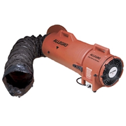 Allegro Industries Models 9538-15 and 9538-25 Explosion Proof 8" Confined Space Axial Blower w/Statically Conductive Ducting (1/3 Hp, AC, 900 CFM @ Outlet)