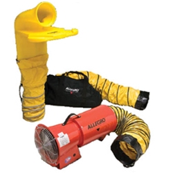 Allegro Industries Model 9520-06M and 9520-14M Confined Space 8" Steel Axial Blower Ventilation System (1/3 Hp, AC or DC, 1275 CFM @ Outlet)
