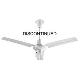 VES Environmental brand #INDA483S3L White Heavy Duty Commercial Ceiling Fan (48" Downflow, 5 Year Warranty, 120V, 3-Speed Pull Chain)