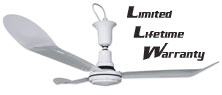 J&D Manufacturing Model #CF60A White UL Listed Spray/Corrosion Proof Variable Speed Ceiling Fan with Lifetime Warranty (60" Reversible, 9,415 CFM, 120V)
