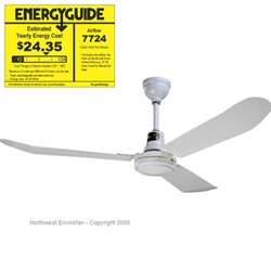 Northwest Envirofan Model #160F-7 White Industrial Variable Speed Ceiling Fan (56" Downflow Only, 7,724 CFM, 5 Yr Warranty, 120V, 1 Phase)