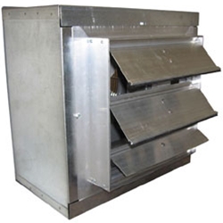 Canarm Ltd. brand Model P Wall Supply Fan (Single or Variable Speed) Single Phase Direct Drive w/Motorized Damper CFM Range: 1,450 - 4,950 (Sizes 12" thru 24")