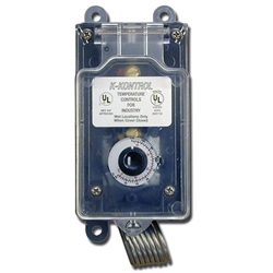 Mechanical 120/240V 16/8 Amp Thermostat Canarm Ltd. brand Model #KT16100 Two Stage 30º to 115º F dial - (Moisture Resistant) Differential 3º F