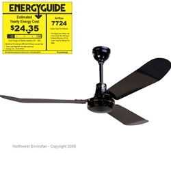 Northwest Envirofan Model #160F-7BLK Black Industrial Variable Speed Ceiling Fan (56" Downflow, 7,724 CFM, 5 Yr Warranty, 120V)