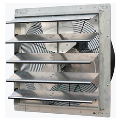 J&D Manufacturing brand Model VES (Single or Vari. Speed) Single or Three Phase Shutter Mount Direct Drive Wall Exhaust Fan CFM Range: 293-6,785 (Size 10" thru 30", Single & Three Phase Options)