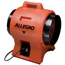 Allegro Industries Model 9539-12, 9539-12DC or 9539-12EX Industrial 12" Plastic Blower (1/3 or 1/2 Hp, AC or DC or Explosion Proof, 1450 or 2180 CFM @ Outlet)