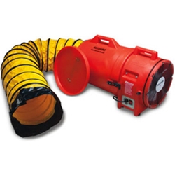 Allegro Industries Model 9543-15 and 9543-25 Plastic 12" Confined Space Axial Blower w/15' or 25' Duct (1 Hp, AC, 1842 CFM @ Outlet)