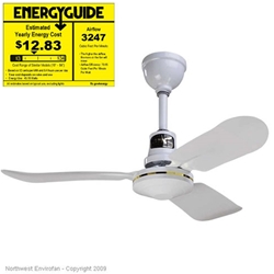 Northwest Envirofan Model #136F-7 White Industrial Variable Speed Ceiling Fan (36" Downflow Only, 3,247 CFM, 5 Yr Warranty, 120V, 1 Phase)