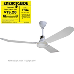 Northwest Envirofan Model #160F-7 277V White Industrial Variable Speed Ceiling Fan (56" Downflow, 7,064 CFM, 5 Yr Warranty, 277V)