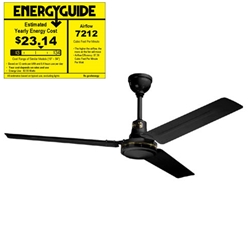 Northwest Envirofan Model #160C-7BLK Black Heavy Duty Industrial Variable Speed Ceiling Fan (56" Reversible, 7,212 CFM, 5 Yr Warranty, 120V)