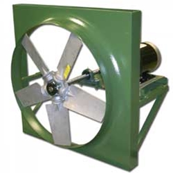 Belt Driven Reversible Heavy Duty Industrial Wall Exhaust Fan Manufacturerd by Canarm Ltd. Available in 1 Phase and 3 Phase Models 24" to 42" Propeller Diameter with Perfomance Levels from 6,750 CFM to 35,910 CFM. Also Available with Explosion Proof Motors