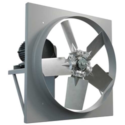 Belt Driven Reversible Heavy Duty Industrial Wall Exhaust Fan Manufacturerd by Canarm Ltd. Available in 1 Phase and 3 Phase Models 24" to 42" Propeller Diameter with Perfomance Levels from 6,750 CFM to 35,910 CFM. Also Available with Explosion Proof Motors