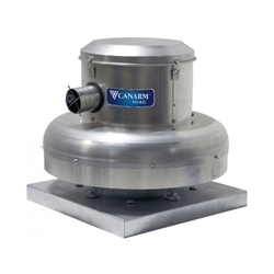 Canarm Ltd. brand Model A2X Direct Drive Centrifugal Down Blast Roof or Sidewall Mount Single Phase Exhaust Fan CFM Range: 660-3,260 @ 0" S.P.