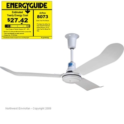 Northwest Envirofan Model #190A-7 White Industrial/Agricultural/Severe Service-Spray Proof Variable Speed Ceiling Fan (60" Downflow, 8,074 CFM, 120V)